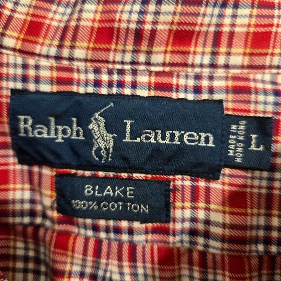 Ralph Lauren Blake Red Plaid Button Down Big and Tall  Large Long Sleeve Shirt - Picture 4 of 8